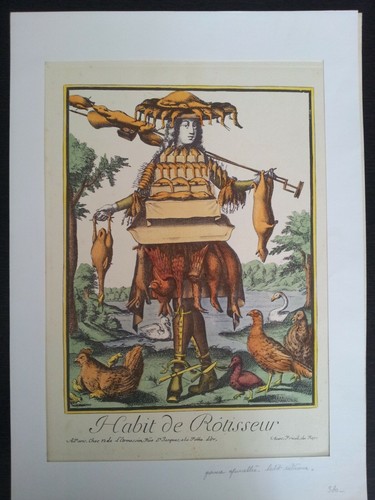 Gravure ancienne aquarellée