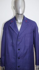 New French Army 1950s Long Work Chore Indigo Cotton Twill Atelier Coat Size L