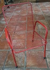 VINTAGE CHAISE ENFANT EN METAL ROUGE. STYLE HARRY BERTOÏA