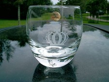 FROSTED CROWN LOGO DRINKING  GLASS 3.75"  GREAT OVAL SHAPE MADE IN POLAND NEW