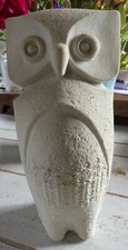 Chouette MARBELL sculptée Grès annees 60/70 Vintage Stone Art Belgium 23 cms