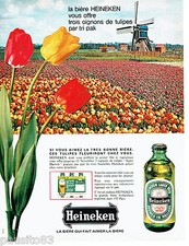 PUBLICITE ADVERTISING  026  1969  Heineken bière tri pack les tulipes Hollande