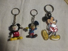 lot de 3 PORTE-CLES  WALT DISNEY - MICKEY MOUSE 1990s - Vintage