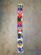 Vintage African Beaded Wall Hanging w Glass Beads Cowrie Shells on Textile 