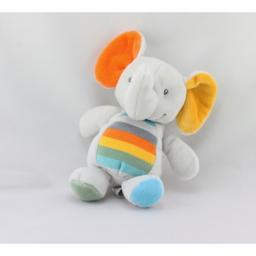 Doudou éléphant gris orange