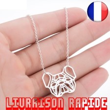 Collier Unique Bijoux Français Bouledogue Argent Mode Femmes Origami Chiot Chien