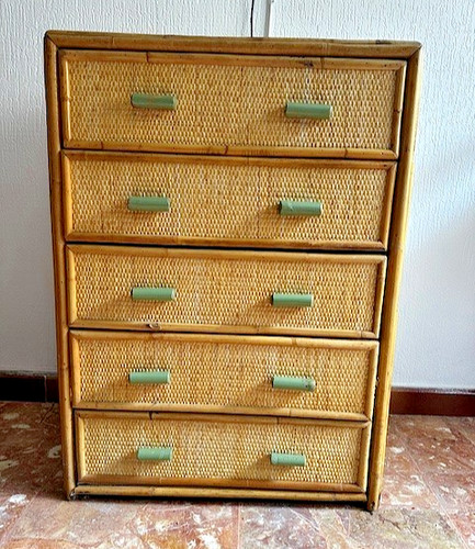 Commode vintage rotin et - vintage,