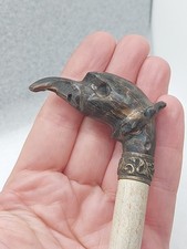Ancien Manche De Canne Aigle Ou Autre Tête Oiseau.  A Identifier