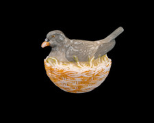 Sucrier boîte opaline de foire pigeon nid verreries Vallérysthal Portieux 1900