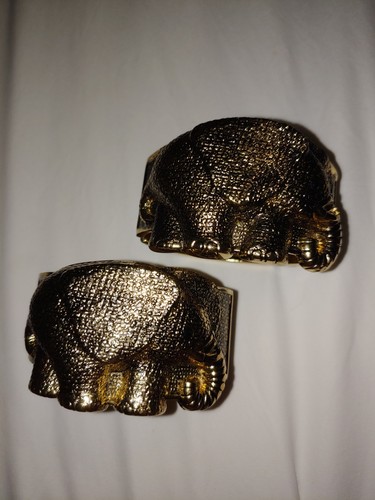 Two brass elephant bracelets - elephant,