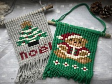 Sapin de Noël en macramé artisanal – décoration murale bohème, coton naturel