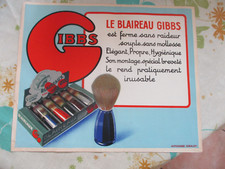 GIBBS le blaireau affiche ancienne, Rasoir ancien coupe-choux