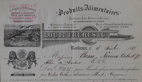 Facture bordeaux 1889 louit - facture,