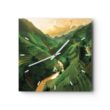Horloge murale en verre 30x30cm Silencieuse Flap Riz Vietnam Wall Clock