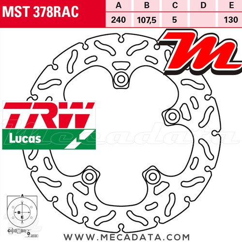 Disque frein arrière trw - frein,
