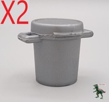 X2 playmobil poubelle grise -