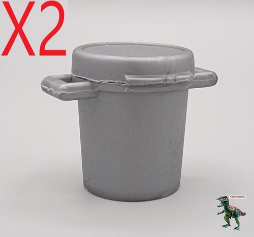 Playmobil poubelle grise - x2,