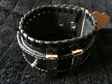 Woven black leather bracelet - woven,