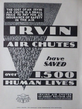 1/1937 PUB IRVING AIR CHUTE IRVIN PARACHUTE OVER 1500 LIVES SAVED ORIGINAL AD