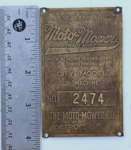 Brass name plate moto mower - moto-mower, co