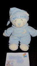 doudou peluche ours bleu clair Baby Bear brodé lune GIPSY - 2 dispo-