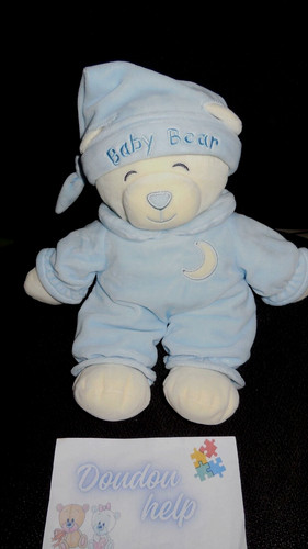 Doudou peluche ours bleu - ours,