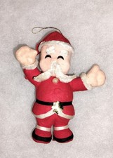 père noël floqué ancien sujet de sapin noël vintage made in taiwan
