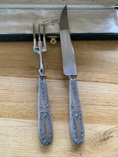 ANCIENS COUVERTS DE SERVICE À DÉCOUPER Argent Fourré Poinçon Minerve Et Orfèvre