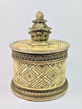 Boîte Cylindrique Avec Couvercle En Résine Avec Décor Intérieur Or Satiné Ø 9,5