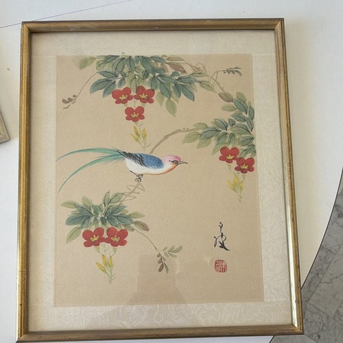 Peinture asiatique soie oiseau