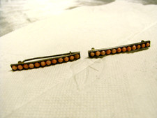 LOT 2 BROCHES BARETTES ARGENT 800 PERLES CORAIL ROSE ANCIEN BIJOUX JEWEL SILVER