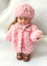 ensemble rose vêtements pour poupée Mini Corolline Corolle gilet écharpe bonnet
