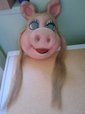 vintage Miss Piggy long hair Mask plastic Muppets Jim Henson READ Peggy