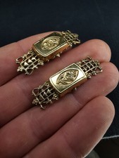 Paire De Boucles D'oreilles Dormeuses Anciennes Plaque Or XIXeme Art Nouveau 