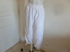 PANTALON TYPE SAROUEL NEUF EN LIN BLANC T.46