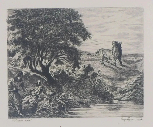 Eugène delacroix lion hunt - eugène,