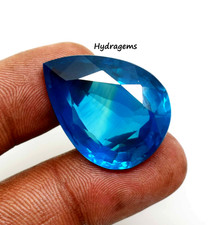 Pierre précieuse en vrac tourmaline bleue naturelle coupée poire 54 à 56 ct p...