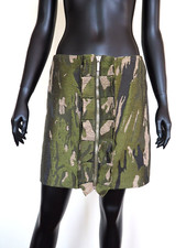 Mini jupe VALENTINE GAUTHIER verte imprimée camouflage zippée devant taille 4...