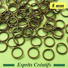 120 Anneaux de jonction ouverts couleur Antique Bronze 8mm x 0.8mm sans Nickel