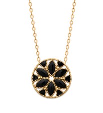 Collier en Plaqué Or 18 carats - Pendentif Rond Ajouré Baroque Rosace Fleur