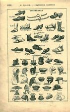Document ancien chaussure, coiffure vêtement recto-verso issu du livre de 1914