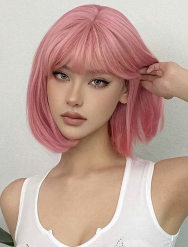 Perruque synthétique rose - synthétique,