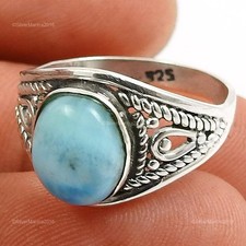 Offre Cadeau De Noël Bague Cocktail En Argent Massif Larimar Naturel Taille 7.5