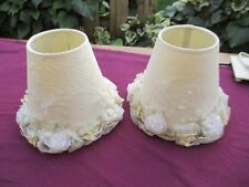 Paire abat-jour artisanaux  tissu couture collé sur polyphane garnitures tissu