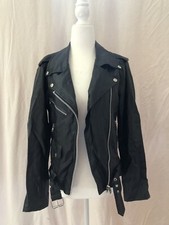 Moto black faux leather floral - leather,