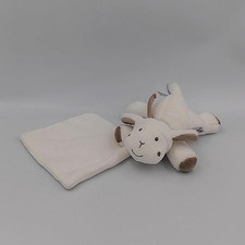 Doudou mouton blanc marron mouchoir BABYSUN - 30636