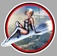 STICKER PINUP FUSEE ARIANE MARILYN AUTOCOLLANT PIN UP COSMONAUTE GAUCHE AC071