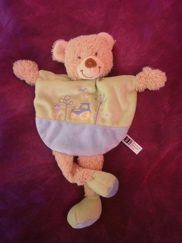 Doudou plat ours vert bleu - doudou,