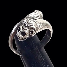 Jolie bague en argent tête de lion taille 51 ajustable