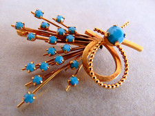 Broche bouquet turquoise année 1960